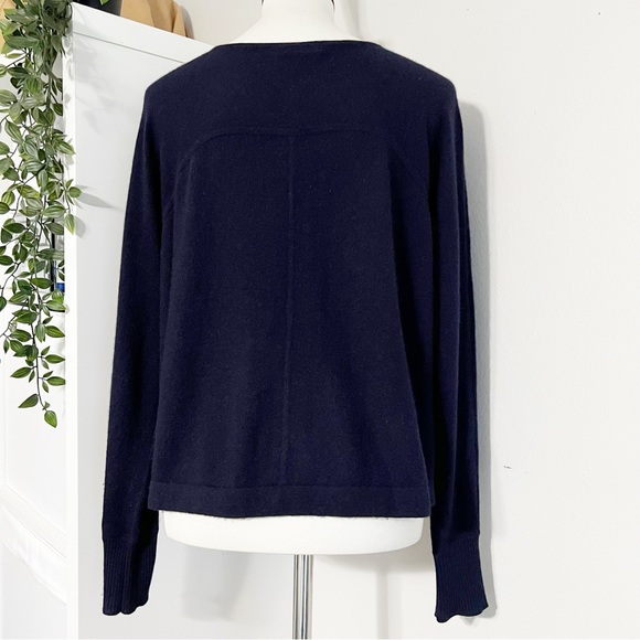 Vince V-Neck 100% Cashmere Navy Blue Sweater - Picture 3 of 12